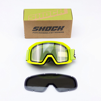 Очки кроссовые SHOCK dual Lens Fluo Yellow